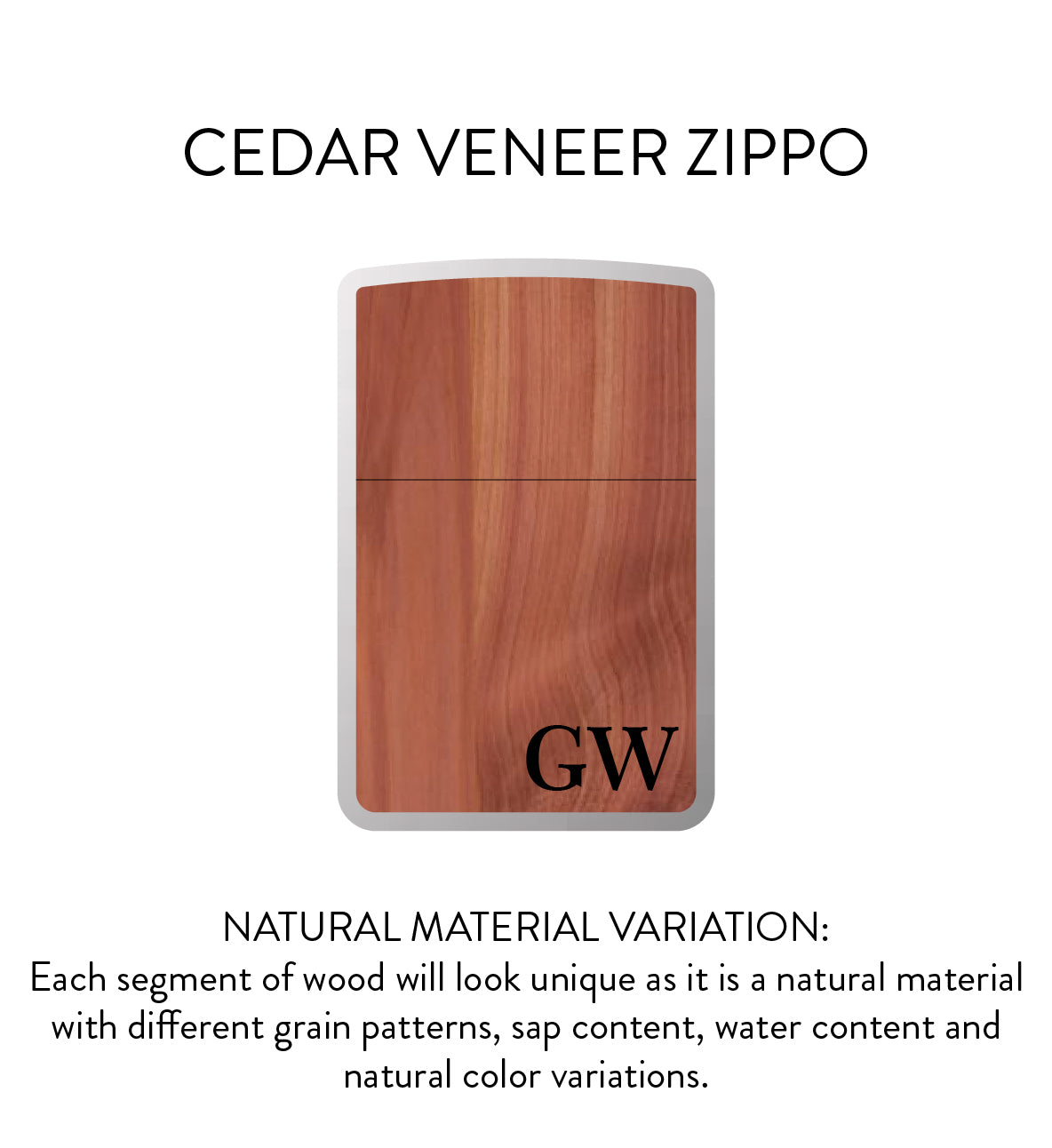 Cedar Zippo Lighter